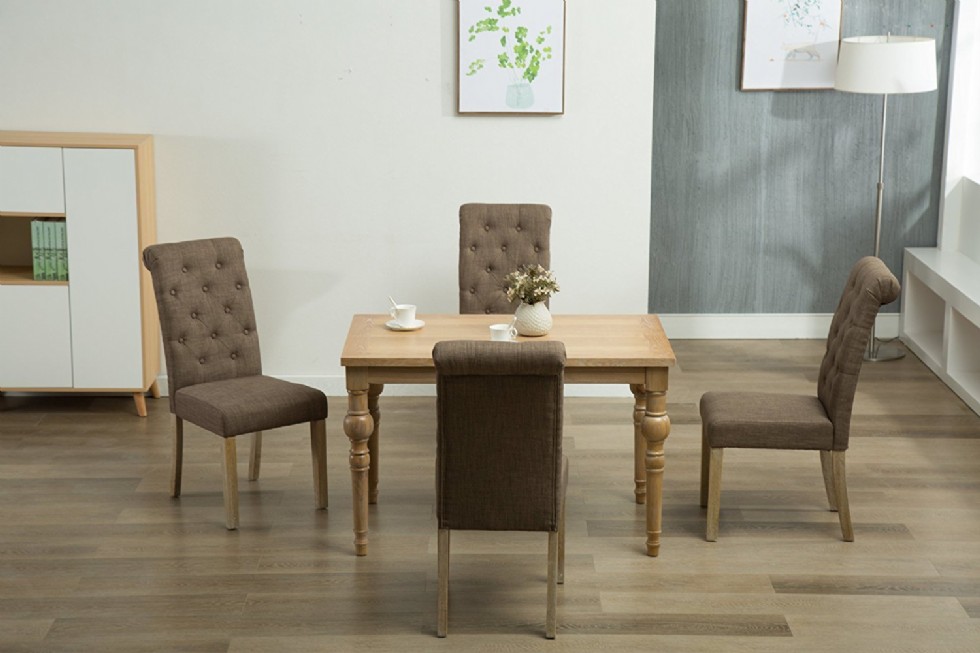 Gri Kahve Keten Sandalye Yemek Masası Sandalyeleri Lüks Sandalyeler