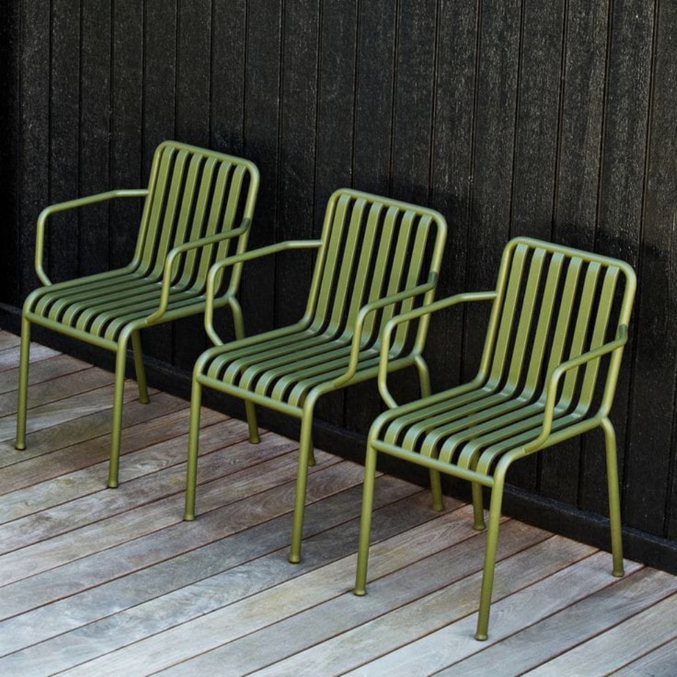 Yeşil Metal Demir Sandalye Kolçaklı Demir Sandalye İç Dış Mekan