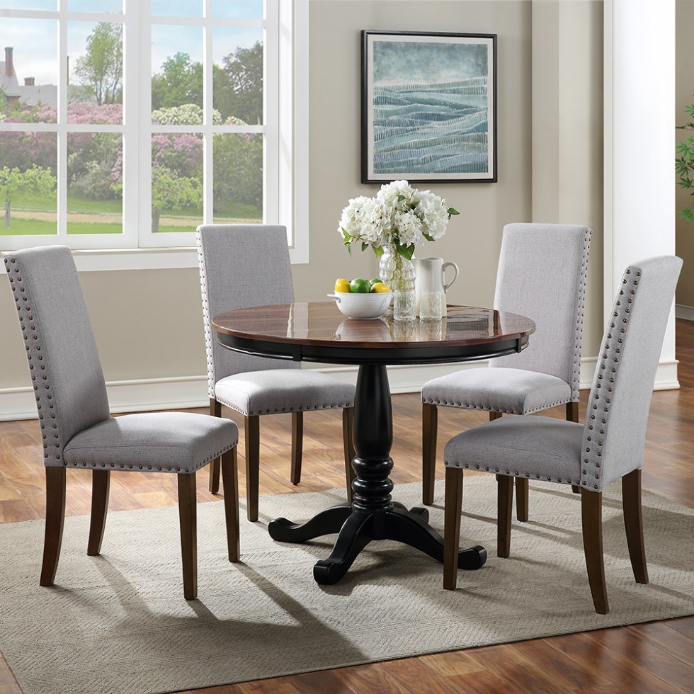 Zarif Modern Klasik Döşemeli Yemek Masası Ve Sandalyeleri