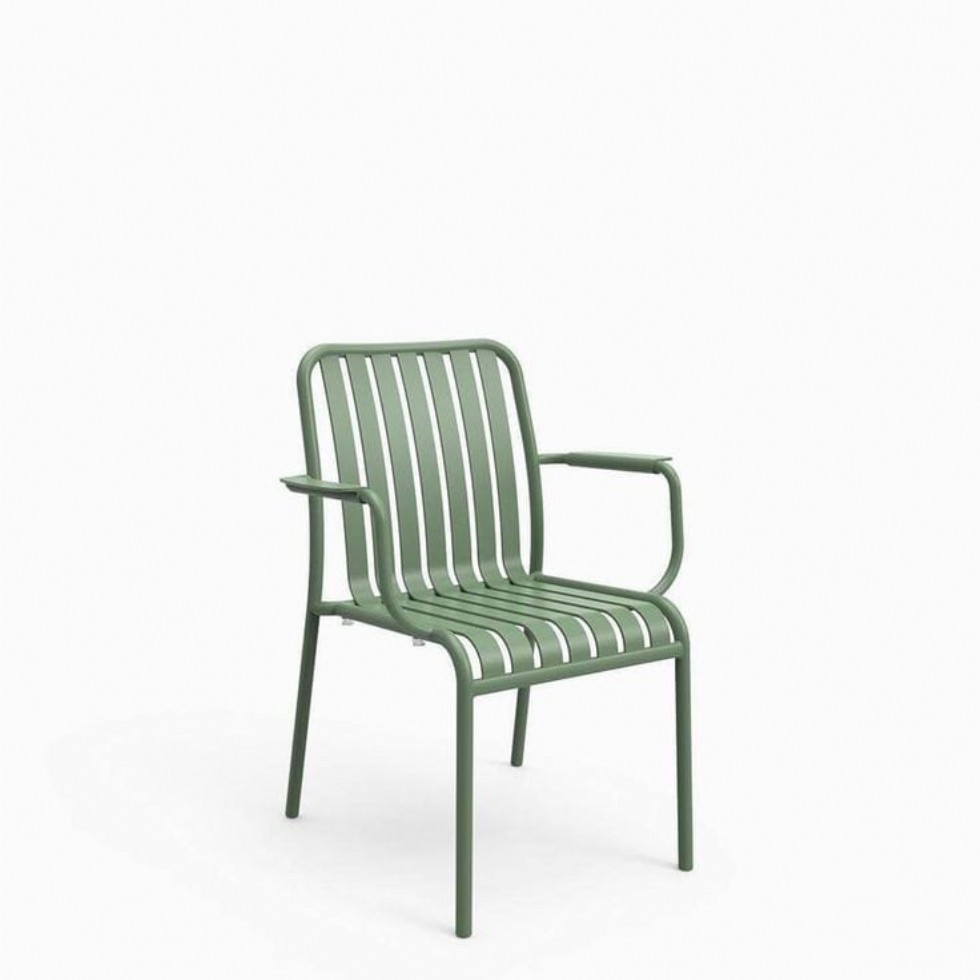 Kodu: 19006 - Yeşil Metal Demir Sandalye Kolçaklı Demir Sandalye İç Dış Mekan