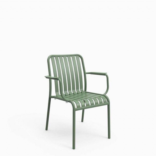 Yeşil Metal Demir Sandalye Kolçaklı Demir Sandalye İç Dış Mekan