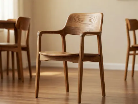 Doğal Ahşap Kollu Sandalye Yemek Odası
