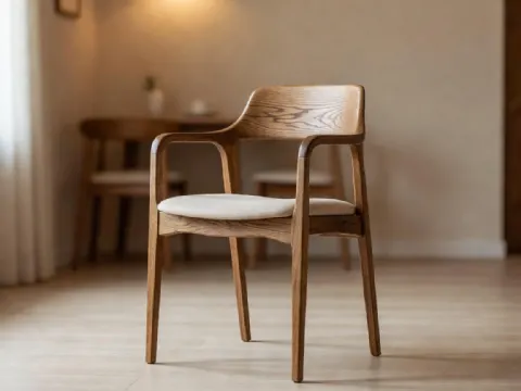 Meşe Ahşap Kolçaklı Sandalye