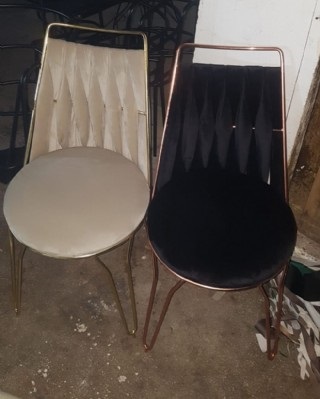 Metal Tel Sandalye Sarı Metal Lüks Tasarım